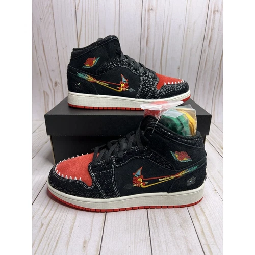 Nike Air Jordan 1 Mid SE Siempre Familia GS Size 6Y Black Chile Red DN5121 001