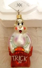 RARE RETIRED VINTAGE CHRISTOPHER RADKO 5" TRICK or TREAT GLASS ORNAMENT GHOST 2S