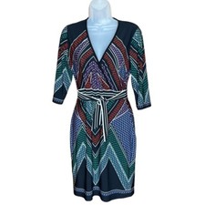 Calvin Klein Dress Womens 2 Geometric Print Belted Chic Modern Sleek Bold Artsy