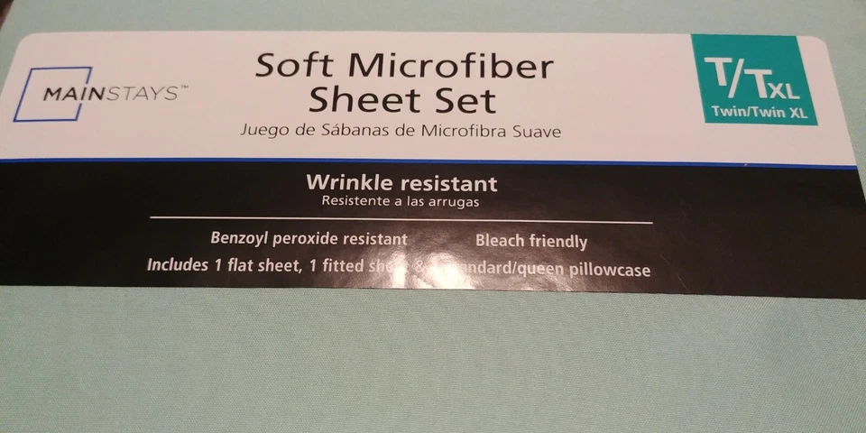 Mainstays SHEET SET TWIN/TWIN XL TEAL CLOUD 1 FITTED, 1 FLAT 1 PILLOW CASE NEW! - Image 2 of 4