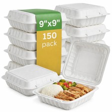 Hinged Container, White, Vented, One Compartment, 9" x 9", 150pc 150/1 