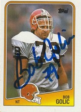 BOB GOLIC CLEVELAND BROWNS SIGNED 1988 TOPPS CARD #94