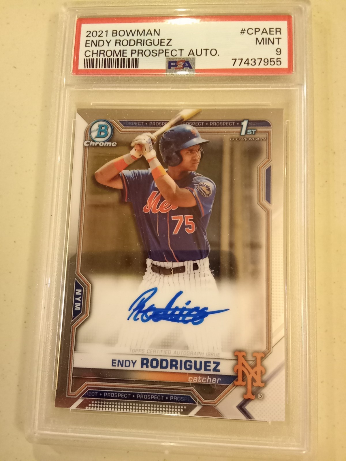 2021 Bowman Chrome Endy Rodriguez AUTOGRAPH #CPA-ER Graded PSA 9 Mint