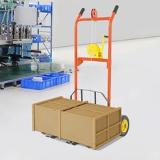 330lb Material Lift Stacker Pallet Truck W/ Hand Winch 40" Lifting Height Adj.
