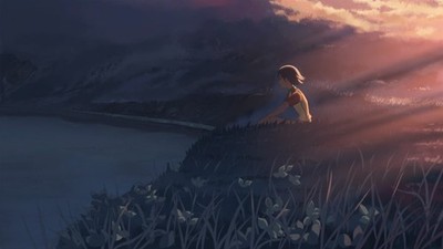 Anime 5 centimeters per second dark girls outdoors women Custom Gaming Mat Desk