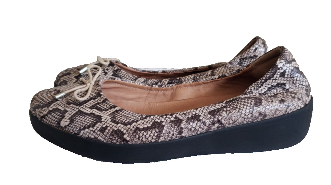 FitFlop Super Comfort Slip on Snake Print Leather Loafer Flats Women's Size 8.5 image 6