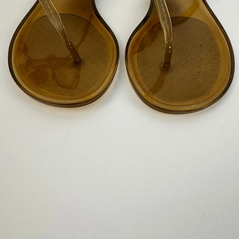 Tory Burch Mini Miller Jelly Thong Flip Flops Sandals Light Brown Clear Size 7 - Image 3 of 4
