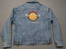 Vintage Lee Denim Trucker Jacket Hard Rock Cafe Los Angeles LA USA Made Mens 40R