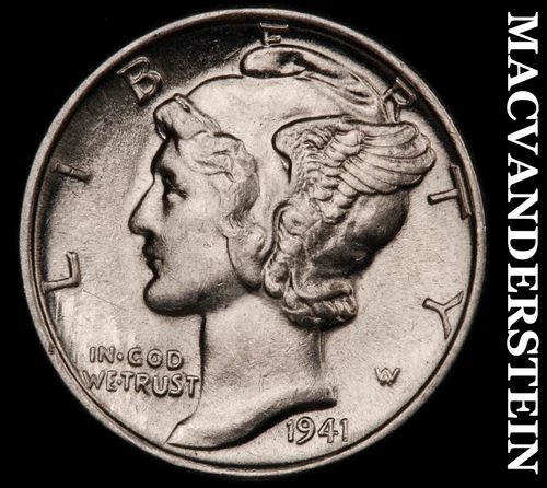 1941 Mercury Dime- Silver Lustrous Uncirculated  No Reserve #i4076