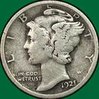 1921 Mercury Dime Choice Fine F+ Coin #42508