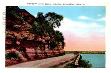 1940 Mississippi River Scenic Highway Burlington Iowa Vintage Postcard