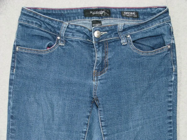 SJ05452 ** ROCAWEAR ** SIMONE прямые штанины женские джинсы sz7 темно-синий - Изображение 4 из 4