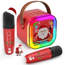 Mini Karaoke Machine for Kids Girls & Boys - Portable Bluetooth Christmas Red