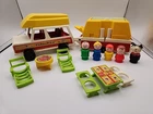 COMPLETE. Vintage Fisher Price Little People Play Car/Jeep & Pop-Up Camper 992