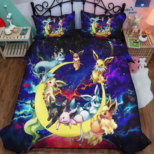 Eevee Evolution Pokemon Family Moon Galaxy Bedding Set