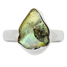 Natural Ethiopian Opal Rough 925 Sterling Silver Ring s.7 Jewelry R-1001