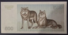 A3 - Lithuania 500 Talonu 1993 Crisp Uncirculated Banknote - Wolves