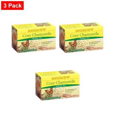 Bigelow Tea Cozy Chamomile Herbal Tea, Caffeine Free,20 Total Tea Bags-3 Pack