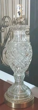  VTG Thick Glass Crystal Lamp Pineapple Shape Brass Base 20" Top Socket