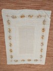 Vintage tablecloth 100% linen, wine and vinegar bottle pattern, 49-1/2" x 64" — photo 1