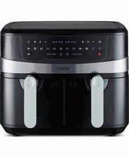 Tower T17088 Vortx 9L Dual Basket Air Fryer 2600W with Smart Finish in Black