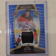 Upper Deck Allure Jack Hughes Blue Line Auto Jersey Autograph Rookie #100