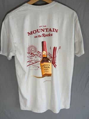 Maker s Mark Bourbon Graphic T Shirt Large Off White Gray Whiskey Tee