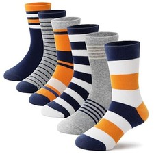 Kids Boys Girls Crew Dress Cotton Breathable 9-14 Years Orange Black Stripes