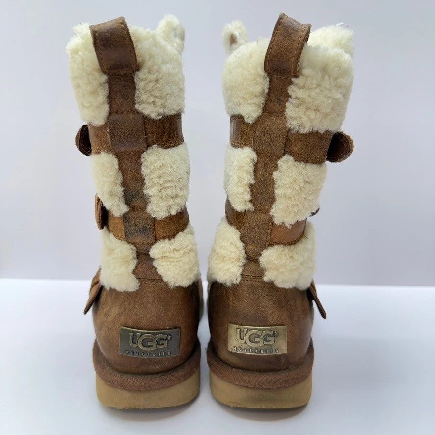 Botas UGG Becket Cuero Marrón Hebilla Correa Piel de Oveja Forradas Hebilla Mujer 8 Cálidas Foto 3 de 4