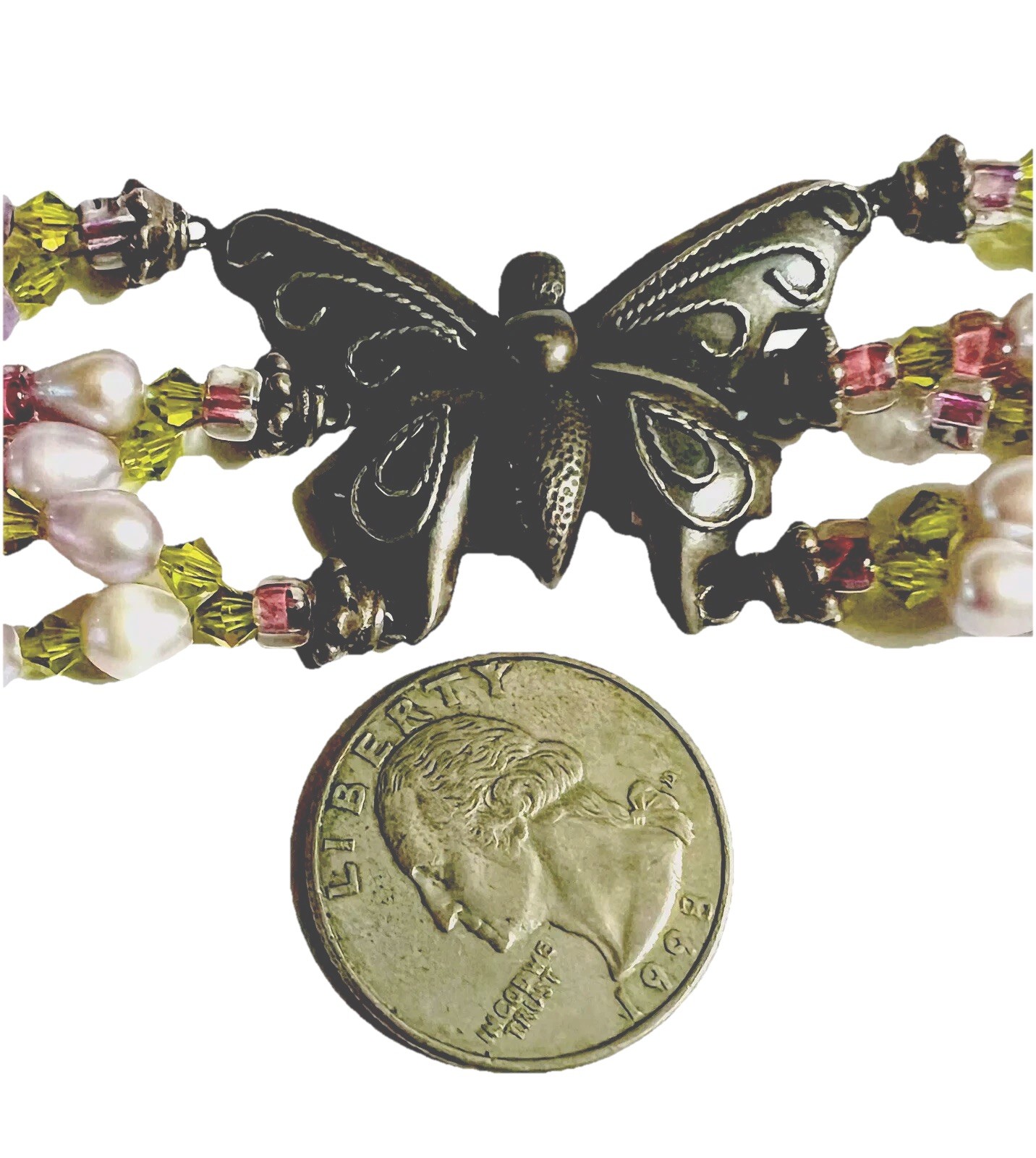 Beautiful STATEMENT Multi Strand Necklace Sterlin… - image 1