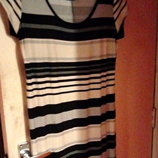 Dorothy Perkins Women’s Black White Striped Shift Midi Dress Size 18 Sleeveless