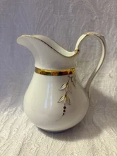 Charles Field Haviland Limoges White With Gold Leaves Large Creamer Pitcher