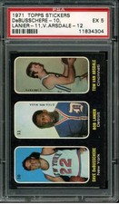 1971 TOPPS STICKERS 10 DAVE DeBUSSCHERE 11 BOB LANIER 12 VAN ARSDALE PSA 5 HOF