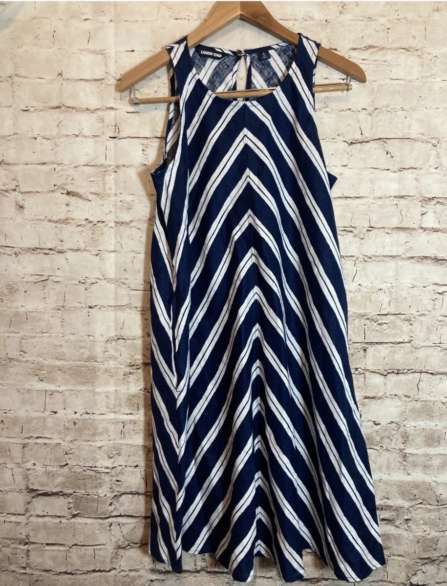 lands end sleeveless linen swing dress Women's Lands' End Linen Sleeveless Halter Midi Dress