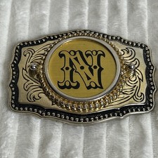Vintage Western Initial N Gold Tone Women  s/Kids Belt Buckle