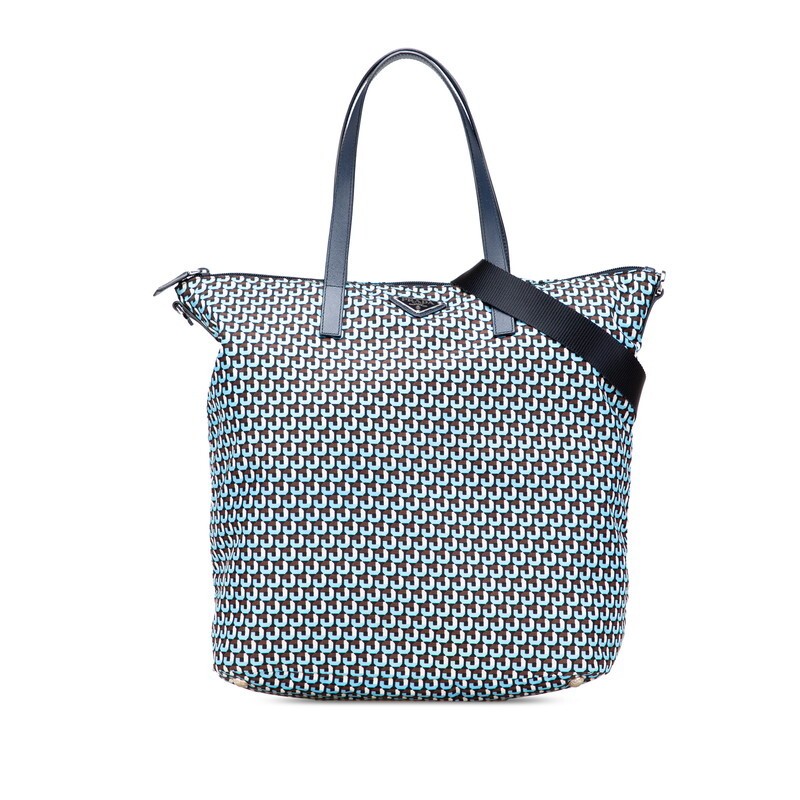 PRADA Allover Pattern Triangle Logo Plate Tote Ba… - image 1