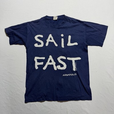 Vintage Sail Fast Live Slow Annapolis Sailing T-Shirt M Gravity Graphics Navy
