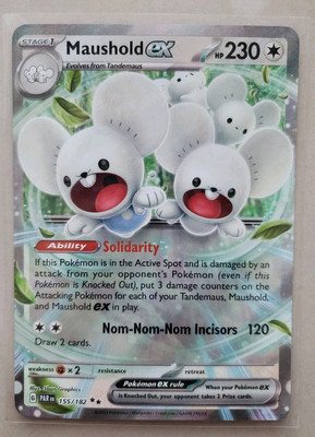 #ad Pokemon TCG Maushold ex 155 182 Paradox Rift Double Rare Holo $2.95