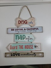 Dog Rules Wood Sign NEW Rustic Pet Home Decor Wall Plaque