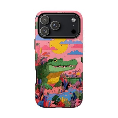 Phone Ink - iPhone/Galaxy/Pixel - Tough Case - Crocodile Abstract Pink Sky