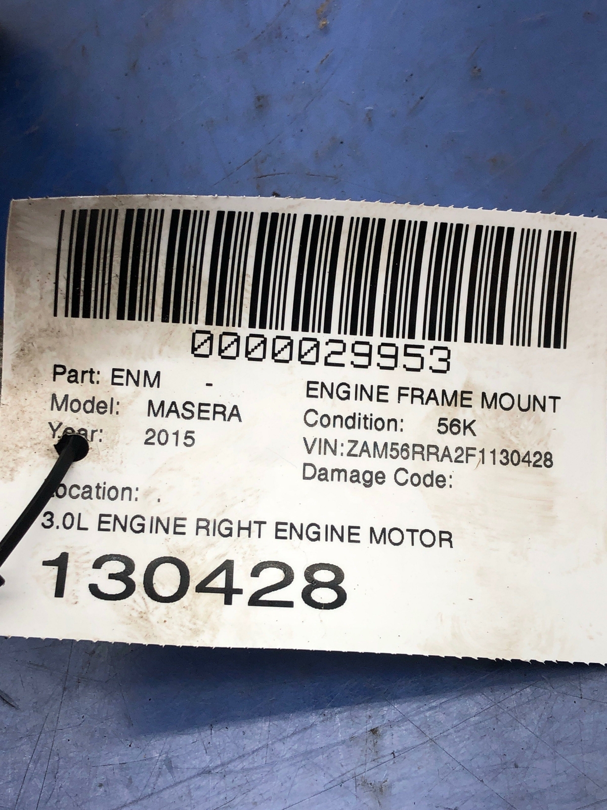 2013-2017 MASERATI QUATTROPORTE M156 3.0L RIGHT ENGINE MOUNT BRACKET 6700036280