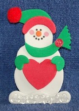 A Snowman With A Heart, Foam Refrigerator Magnet, Made in the USA