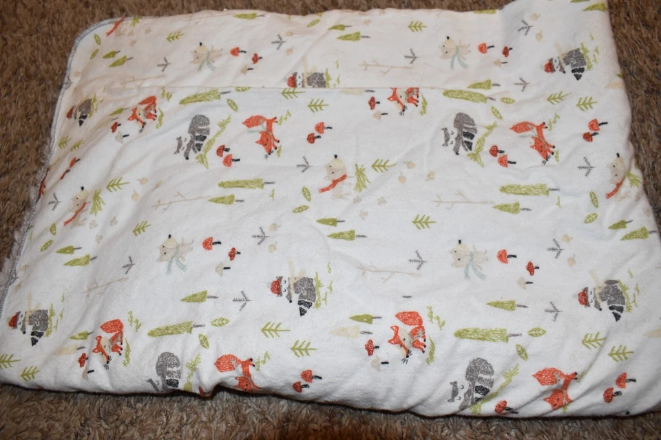 K6 TREND LAB Forest Animals FOX Bear Tree Flannel Plush Sherpa Crib Baby Blanket - Image 3 of 4