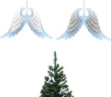 4 x Silver & White Glitter Acrylic Angel Wings Home Garden Xmas Hanging Ornament