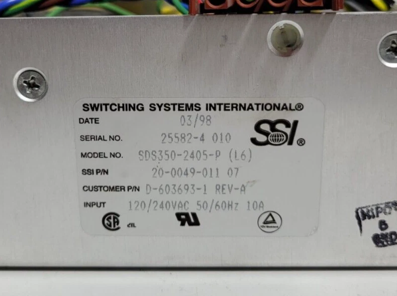 SSI SWITCHING POWER SUPPLY SDS350-2405-P L6 120/240VAC 50/60HZ USED - Image 2 of 4
