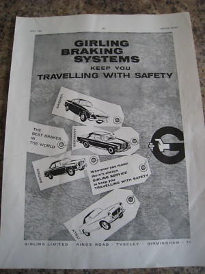 GIRLING BRAKING SYSTEMS TRAVELLING WITH SAFETY 1961 ADVERT A4 FILE 13