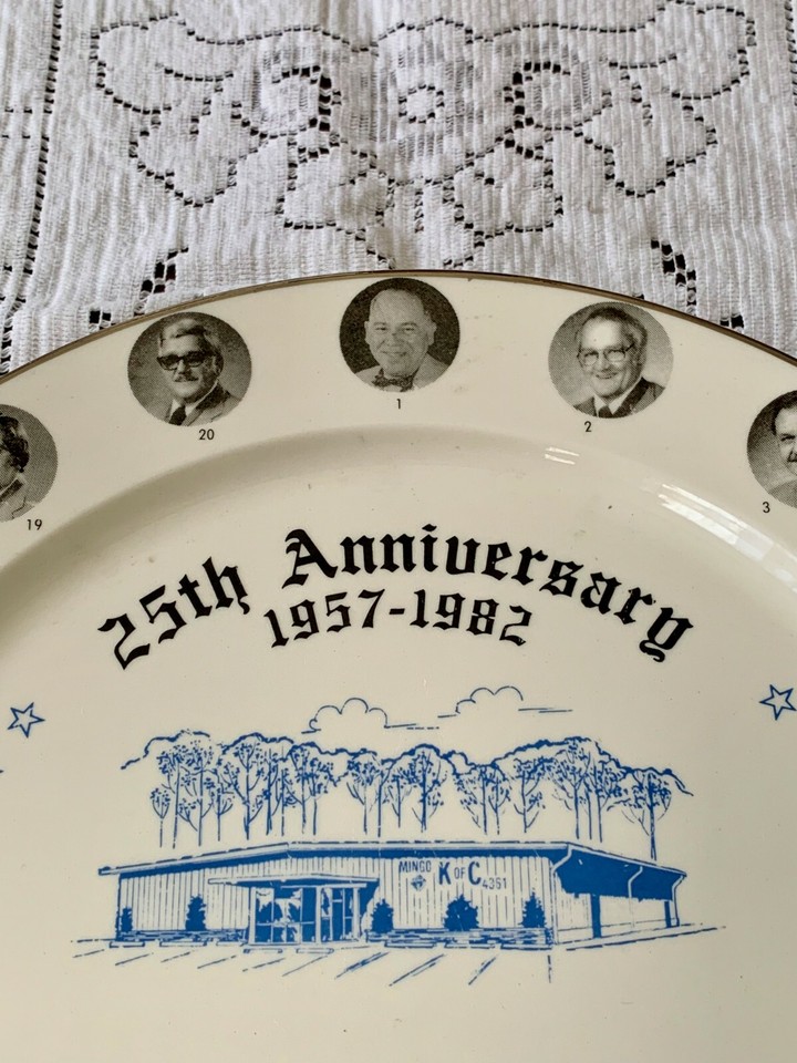 Vintage Pair KNIGHTS OF COLUMBUS 25th Anniv. Plates 1982 Mingo