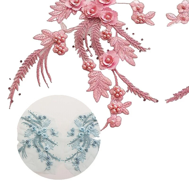Adornos de costura con cuentas de flor de poliéster