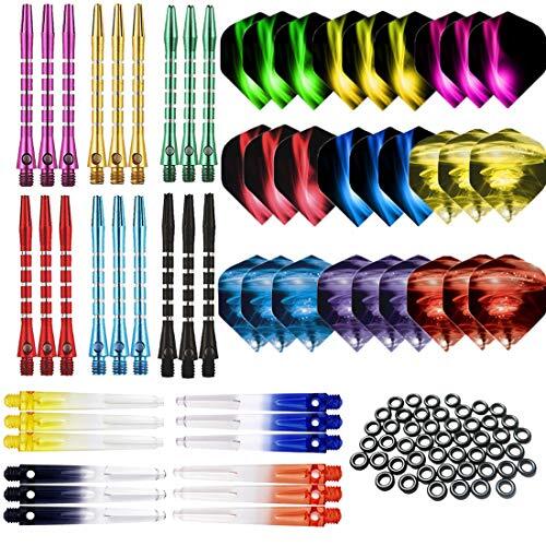 BIPY 107/Pack Dart Stems and Flights Set in 2BA Medium Aluminum Metal and