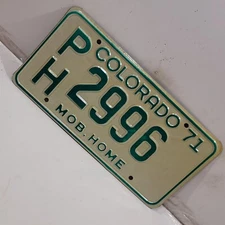 1971 Colorado Mobile Home Expired License Plate PH-2996 Man cave BAR